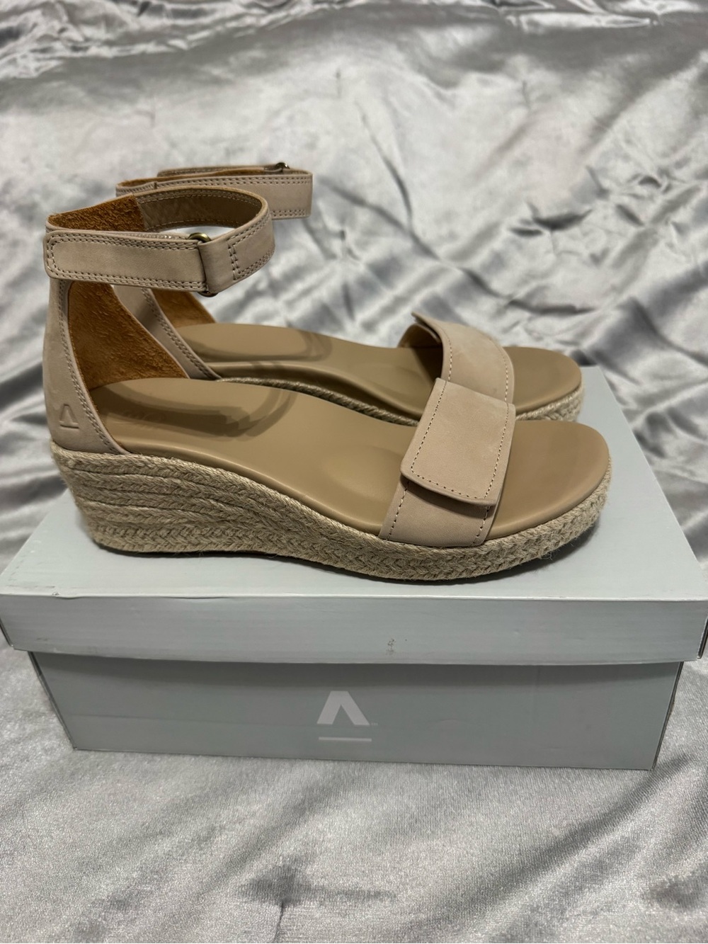 ABEO Cecile Ankle-Strap Espadrille Wedge Metatarsal Sandal - Sand Nubuck 7